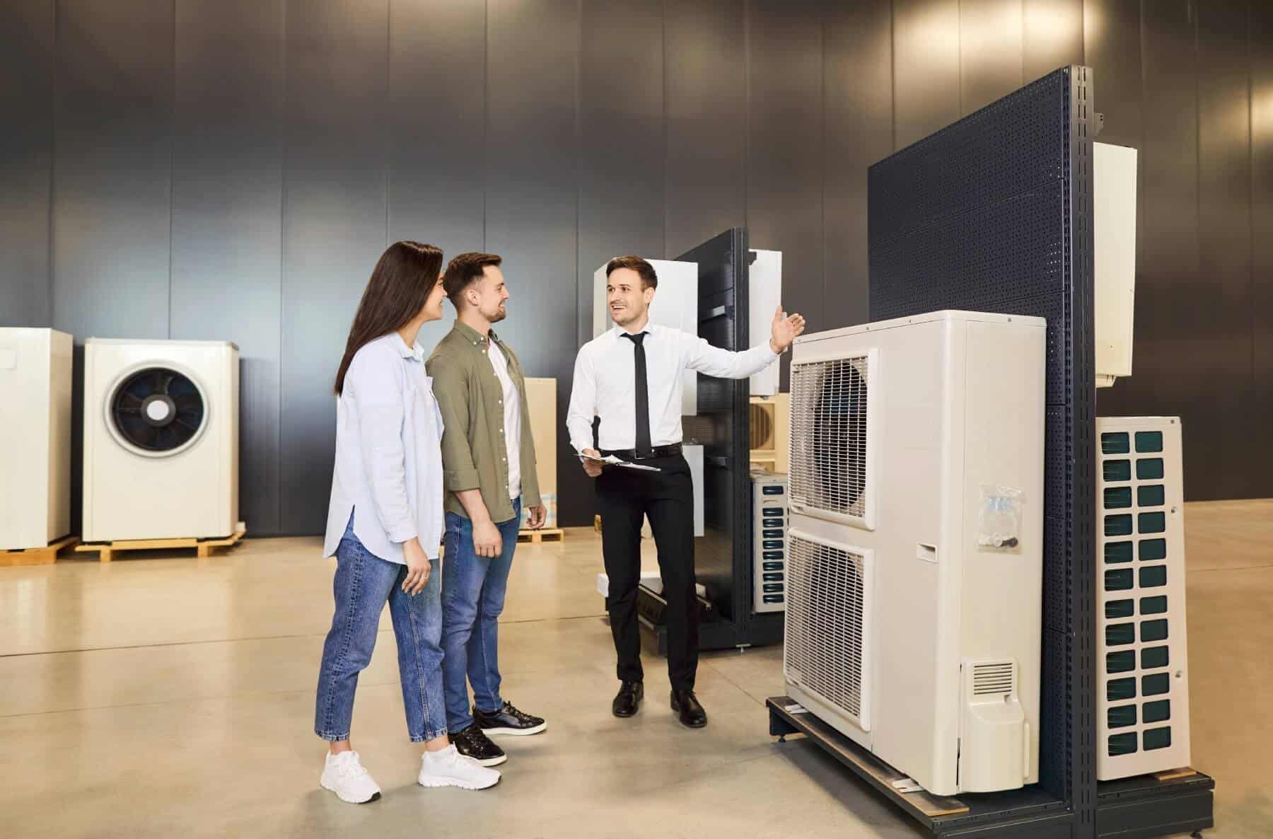 Consultant Salesman Provides Advice Couple Clients Ameristrong